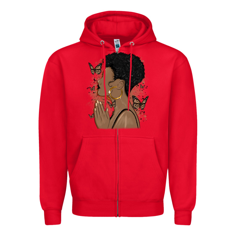 Black Woman Praying Zipper Hoodie by MaliasSmallBusiness | Teevron