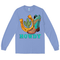 Colony Blue howdy turquoise cowboy boots horseshoe Long Sleeve Tee - AdoDesignShop