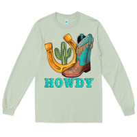 Matcha howdy turquoise cowboy boots horseshoe Long Sleeve Tee - AdoDesignShop