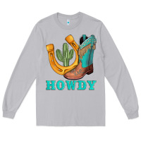 Moon Dust howdy turquoise cowboy boots horseshoe Long Sleeve Tee - AdoDesignShop