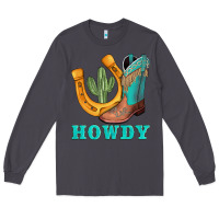 Smoke howdy turquoise cowboy boots horseshoe Long Sleeve Tee - AdoDesignShop