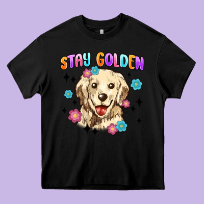 Stay Golden Heavy Core Tee Designed By Maliassmallbusiness