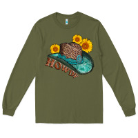 Army Green howdy leopard tooled leather hat Long Sleeve Tee - AdoDesignShop