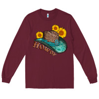Burgundy howdy leopard tooled leather hat Long Sleeve Tee - AdoDesignShop