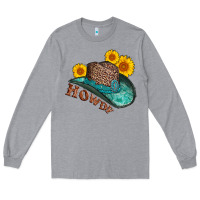 Heather Grey howdy leopard tooled leather hat Long Sleeve Tee - AdoDesignShop