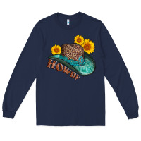 Navy howdy leopard tooled leather hat Long Sleeve Tee - AdoDesignShop