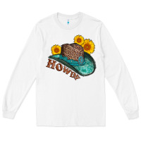 White howdy leopard tooled leather hat Long Sleeve Tee - AdoDesignShop