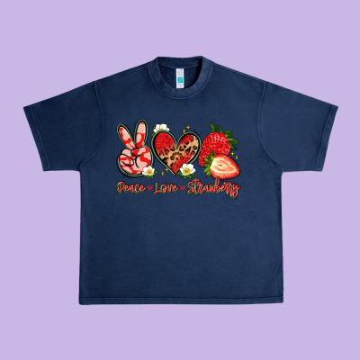 Peace Love Strawberry Urban Heavy Tee Designed By Artiststas