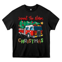 Black sound the alarm its christmas fire truck Heavy Core Tee - MaliasSmallBusiness