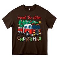Chocolate Brown sound the alarm its christmas fire truck Heavy Core Tee - MaliasSmallBusiness