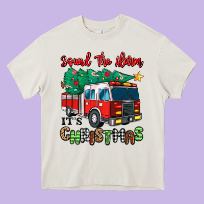 Sound The Alarm Its Christmas Fire Truck Heavy Core Tee Designed By Maliassmallbusiness