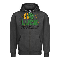 Charcoal Heather go luck yourself Zipper Hoodie - MaliasSmallBusiness