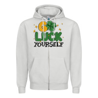 Dove Grey go luck yourself Zipper Hoodie - MaliasSmallBusiness