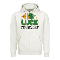 Oatmeal Heather go luck yourself Zipper Hoodie - MaliasSmallBusiness