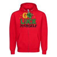 Red go luck yourself Zipper Hoodie - MaliasSmallBusiness