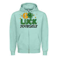 Seafoam go luck yourself Zipper Hoodie - MaliasSmallBusiness