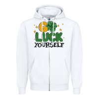 White go luck yourself Zipper Hoodie - MaliasSmallBusiness