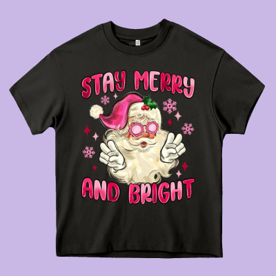 Stay Merry And Bright Heavy Core Tee Designed By Maliassmallbusiness