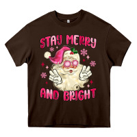 Chocolate Brown stay merry and bright Heavy Core Tee - MaliasSmallBusiness
