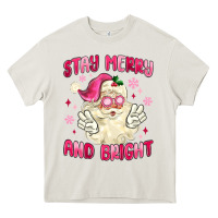 Cream stay merry and bright Heavy Core Tee - MaliasSmallBusiness
