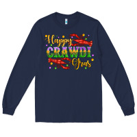 Navy happy crawdi gras with crawfish Long Sleeve Tee - Artiststas