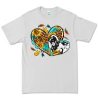 Dove Grey cowhide leopard hearts Premium Tee - texasbilliewilder