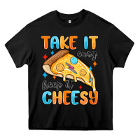 Black take it easy keep it cheesy Heavy Core Tee - MaliasSmallBusiness
