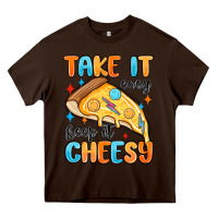 Chocolate Brown take it easy keep it cheesy Heavy Core Tee - MaliasSmallBusiness