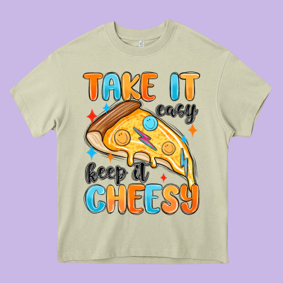 Take It Easy Keep It Cheesy Heavy Core Tee Designed By Maliassmallbusiness