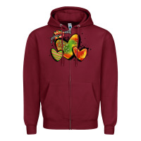 Burgundy juneteenth hearts Zipper Hoodie - MaliasSmallBusiness