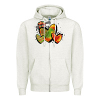 Oatmeal Heather juneteenth hearts Zipper Hoodie - MaliasSmallBusiness