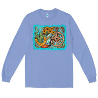 Colony Blue western wooden wheel cowboy boots Long Sleeve Tee - AdoDesignShop