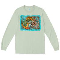 Matcha western wooden wheel cowboy boots Long Sleeve Tee - AdoDesignShop