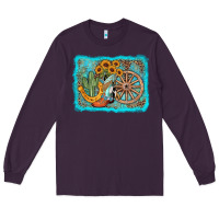 Plum western wooden wheel cowboy boots Long Sleeve Tee - AdoDesignShop