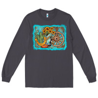 Smoke western wooden wheel cowboy boots Long Sleeve Tee - AdoDesignShop