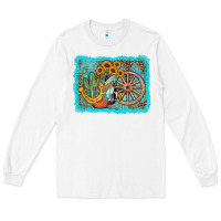 White western wooden wheel cowboy boots Long Sleeve Tee - AdoDesignShop