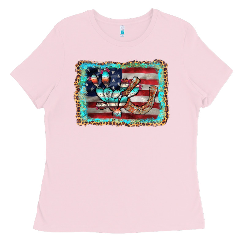 Flag Cactus Horseshoe Ladies Tee by AdoDesignShop | Teevron