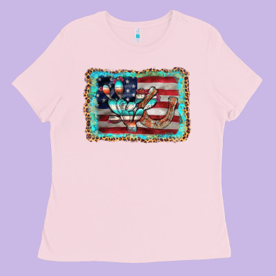 Flag Cactus Horseshoe Ladies Tee Designed By Adodesignshop