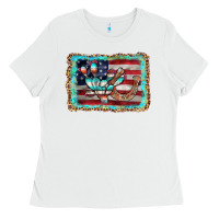 White flag cactus horseshoe Ladies Tee - AdoDesignShop
