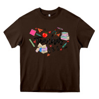 Chocolate Brown teacher heart Heavy Core Tee - MaliasSmallBusiness