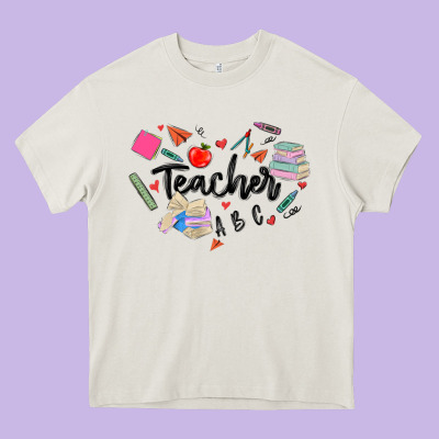 Teacher Heart Heavy Core Tee Designed By Maliassmallbusiness