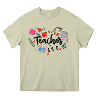 Mossy teacher heart Heavy Core Tee - MaliasSmallBusiness