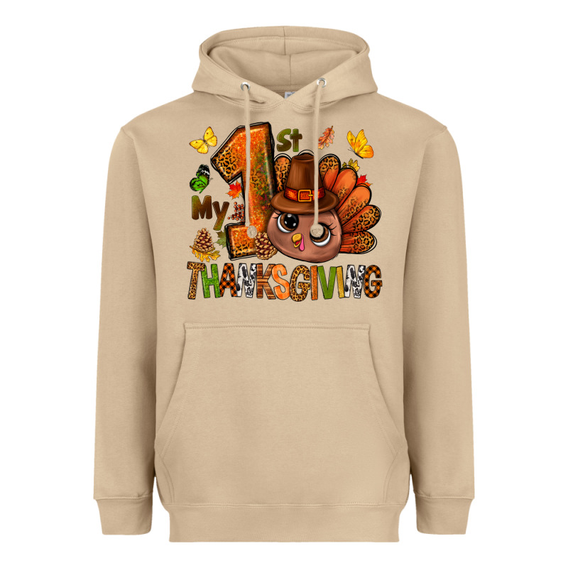My First Thanksgiving With Turkey Bbs Heavyweight Hoodie by BundleAndBundleShop | Teevron