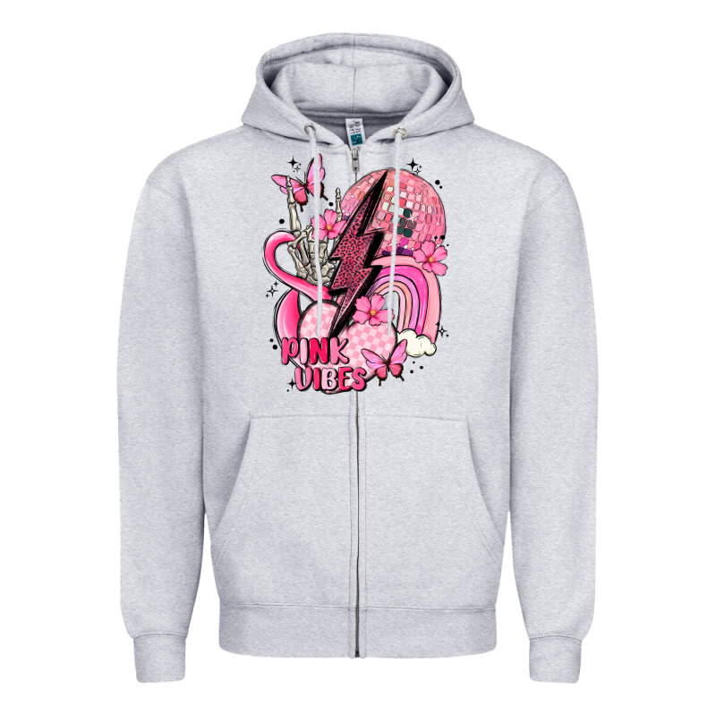 Pink Vibes Zipper Hoodie by MaliasSmallBusiness | Teevron