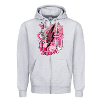 Heather Grey pink vibes Zipper Hoodie - MaliasSmallBusiness
