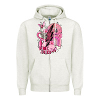 Oatmeal Heather pink vibes Zipper Hoodie - MaliasSmallBusiness