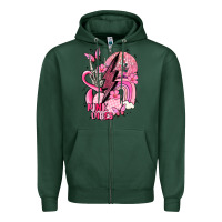 Sports Green pink vibes Zipper Hoodie - MaliasSmallBusiness