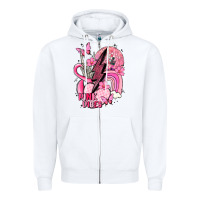 White pink vibes Zipper Hoodie - MaliasSmallBusiness