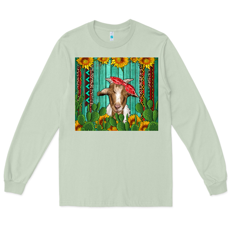 Goat With Sunflower And Cactus Long Sleeve Tee by Artiststas | Teevron