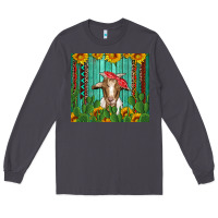 Smoke goat with sunflower and cactus Long Sleeve Tee - Artiststas